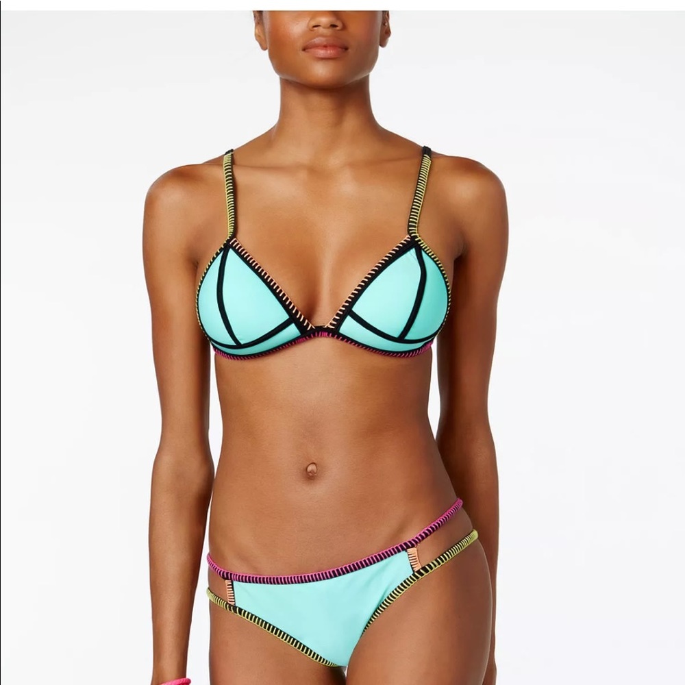 NWT Hula Honey Aqua Color-block Bikini Set M & L